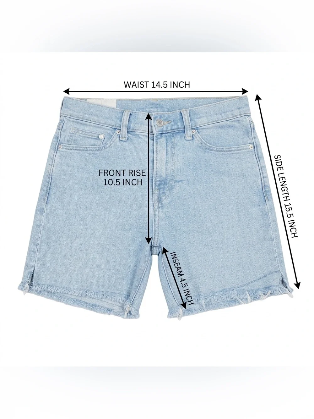 H&M Light Wash Frayed Hem Denim Shorts